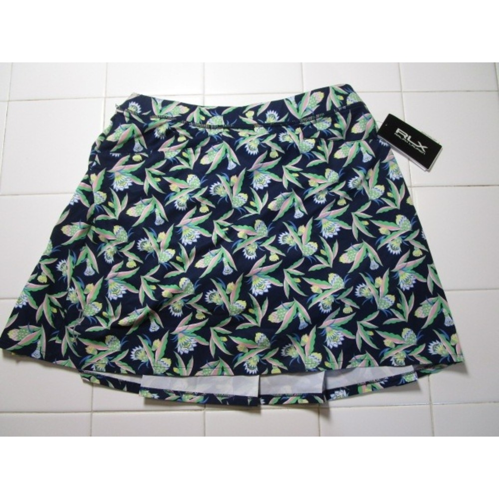 RLX Ralph Lauren Women's Small Golf Skort Navy Floral Water Repellent Pleated